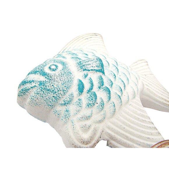 Vintage Set 6 Fish Sculptures Cast Plaster Ceramic Pottery Hand Painted Nautical - Picture 5 of 9